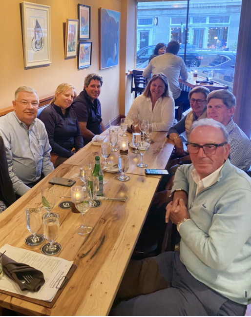 Enjoying a wonderful dinner at the Southern Inn. Pictured include members of the VHC Eventing management team and Canadian Olympian and course designer Michel Vaillancort, VHC CEO Glenn Petty, VHC Board President Roxanne Booth, Italian Olympian, Marina Sciocchetti and sponsor Louis Rogers. 